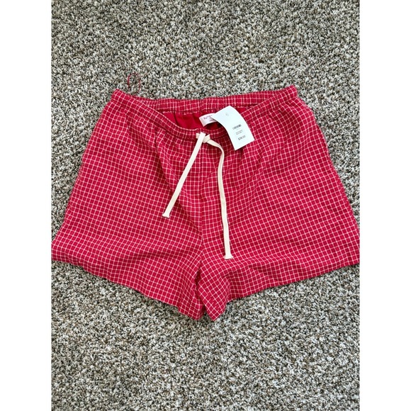 Other - NWT Butter Melon Karma Boxer Short Large Red Grid Print Drawstring Loungewear